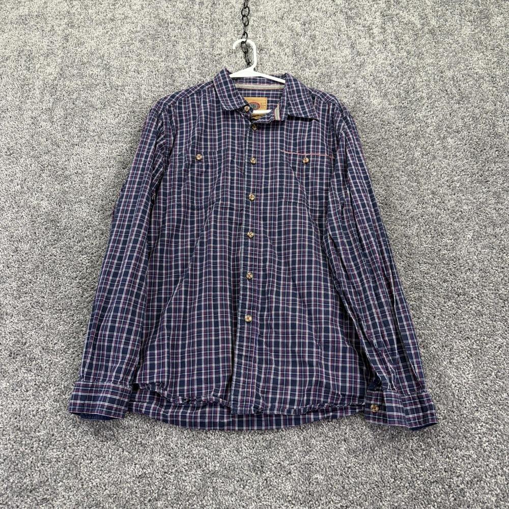 Boston Traders Shirt Mens XL Blue Plaid Long Sleeve Button Up Casual Cotton